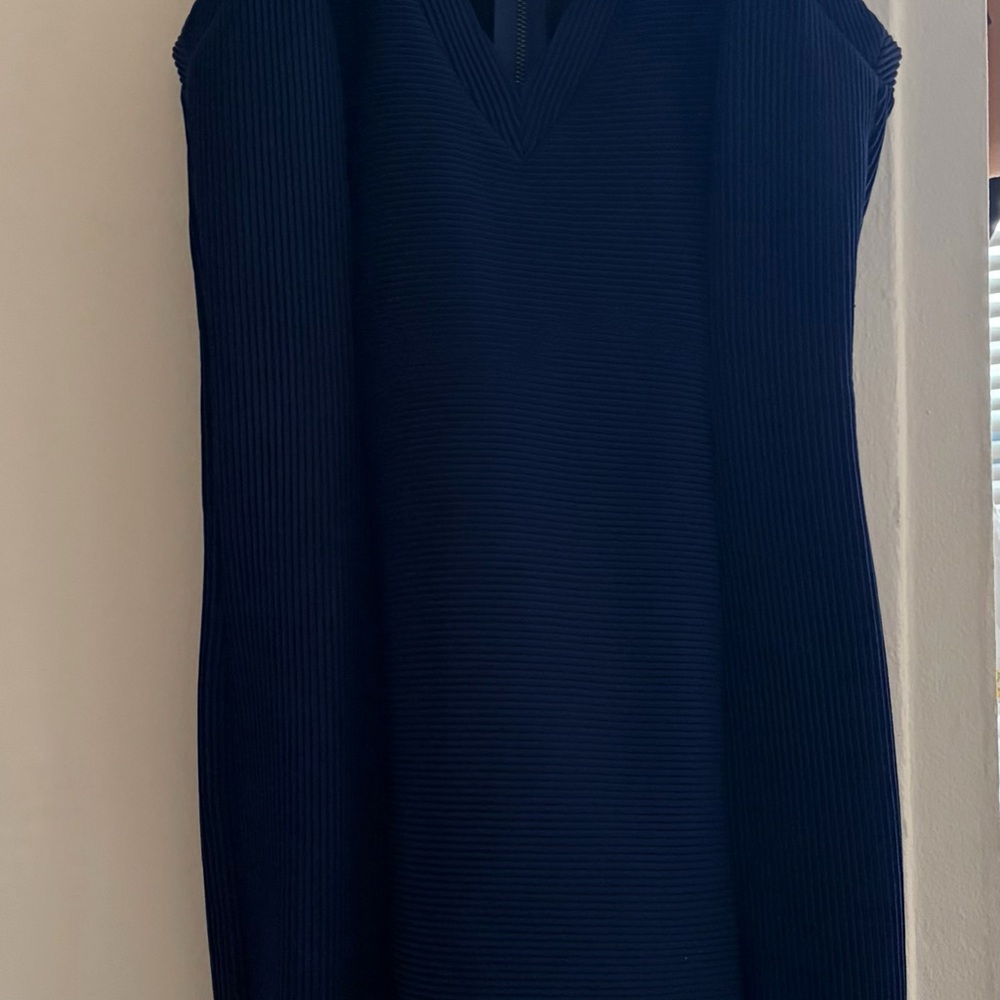 Guess Navy Blue V-Neck Midi Dress
